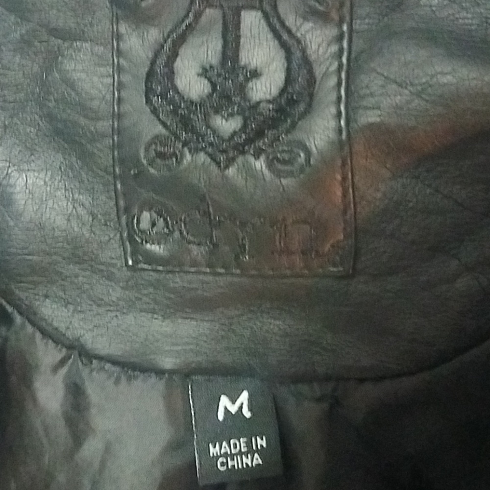 ODYN Black Faux Leather Jacket Coat  ODYNJack01 - Picture 5 of 8